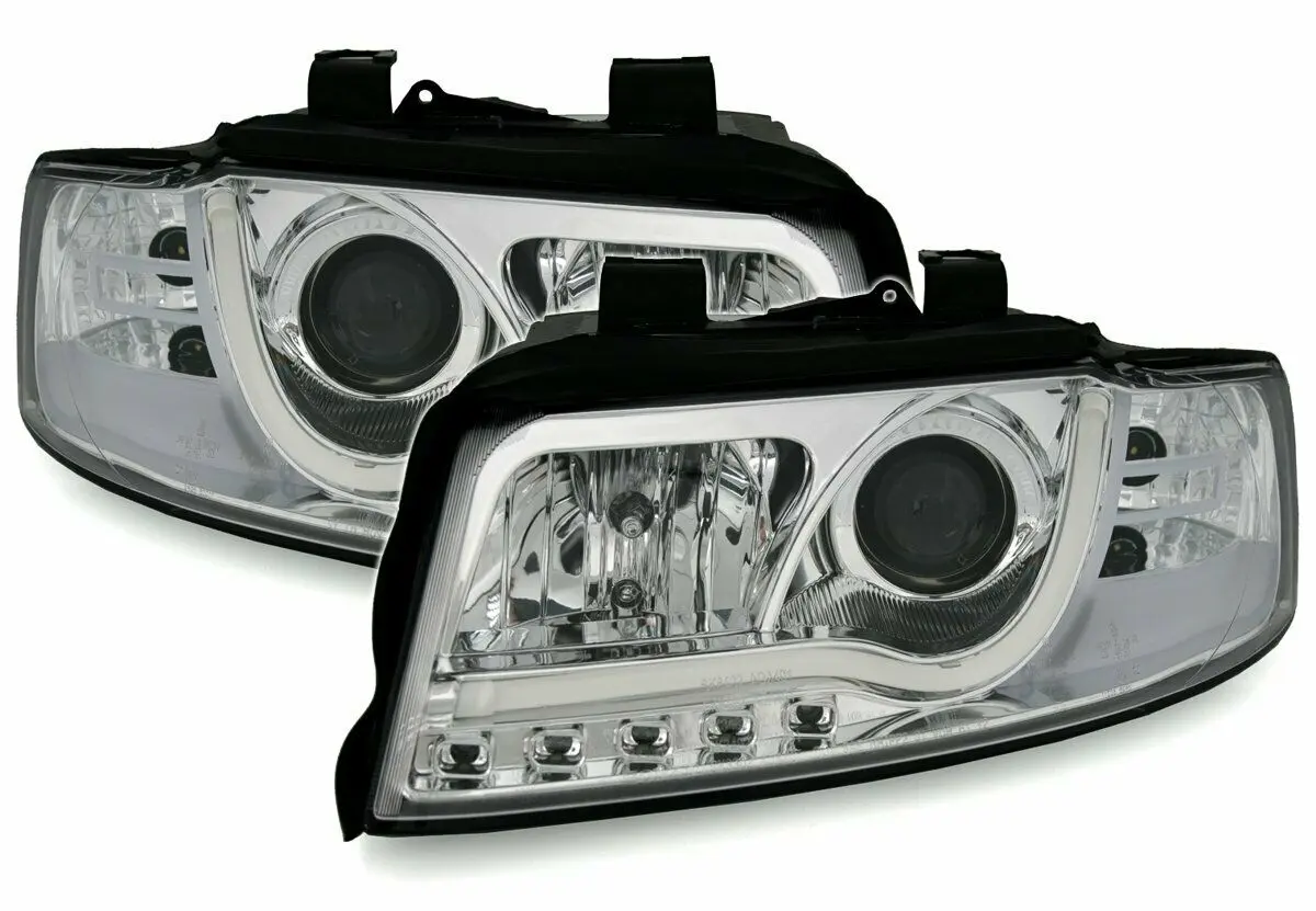 Frontlykter AUDI A4 2000-2004 LED TUBE LIGHTS CHROME – bilde 4