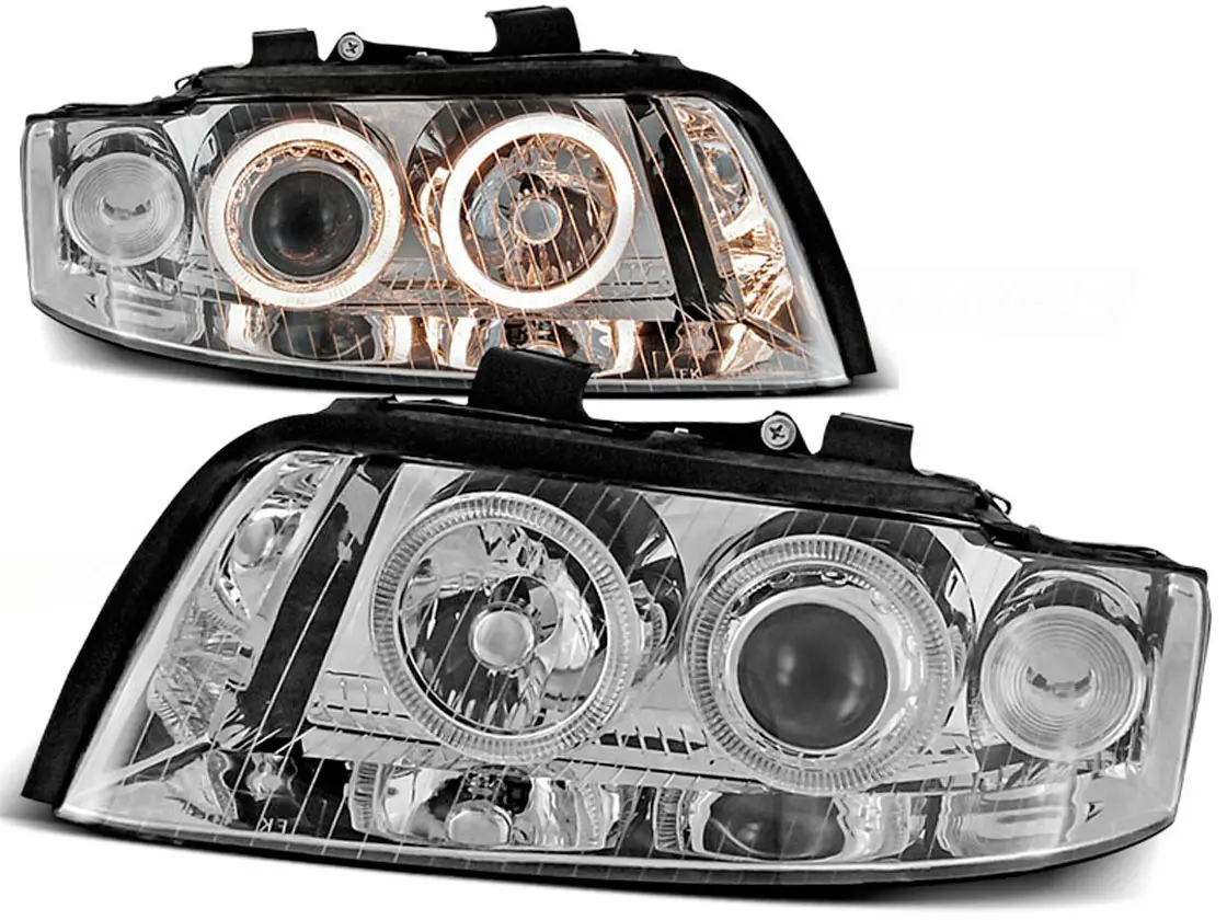Frontlykter AUDI A4 (B6) 2000-2004 ANGEL EYES CHROME