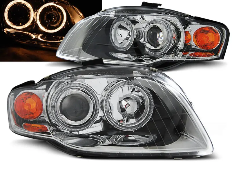 Frontlykter Audi A4 B7 2004 - 2008 │ ANGEL EYES CHROME