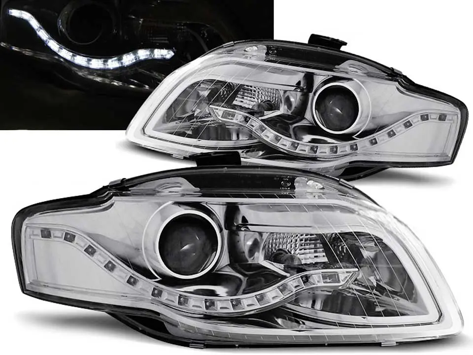 Frontlykter Audi A4 B7 2004 - 2008 │ DAYLIGHT CHROME DRL