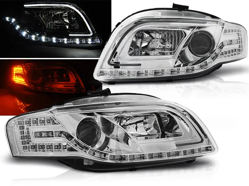 Frontlykter Audi A4 B7 2004 - 2008 │ LED TUBE LIGHT CHROME