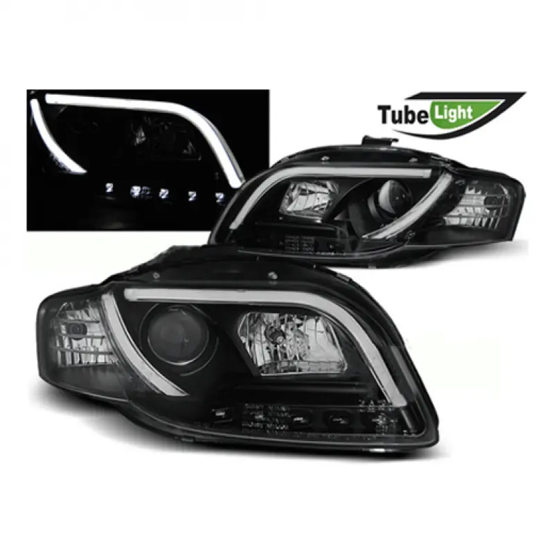 Frontlykter Audi A4 B7 2004 - 2008 │ TUBE LIGHT BLACK