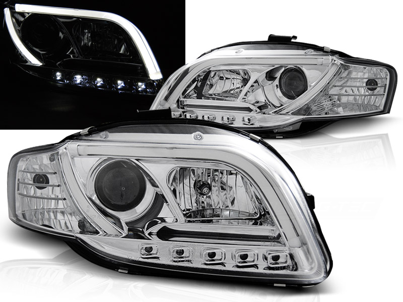 Frontlykter Audi A4 B7 2004 - 2008 │ TUBE LIGHT CHROME