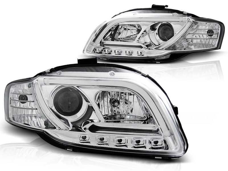 Frontlykter Audi A4 B7 2004 - 2008 │ TUBE LIGHT CHROME – bilde 2