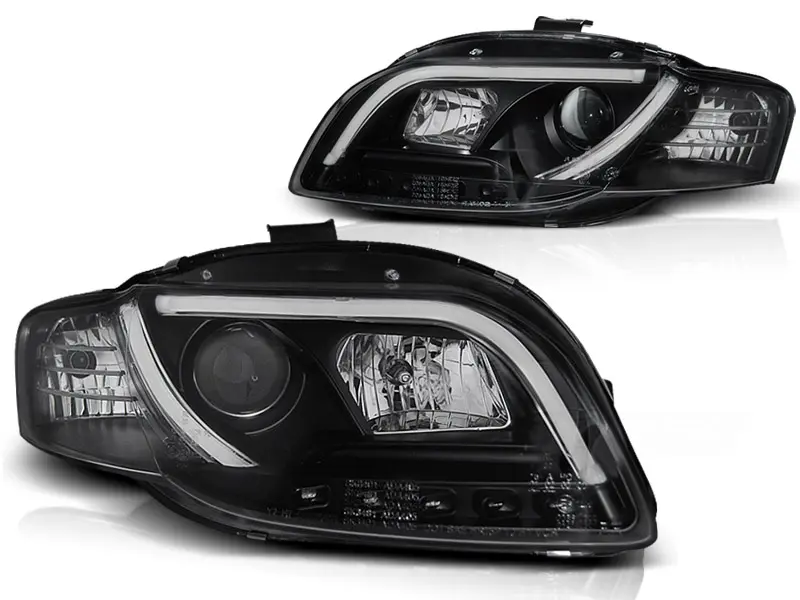 Frontlykter Audi A4 B7 2004 - 2008 │ TUBE LIGHTS BLACK TRU DRL – bilde 2
