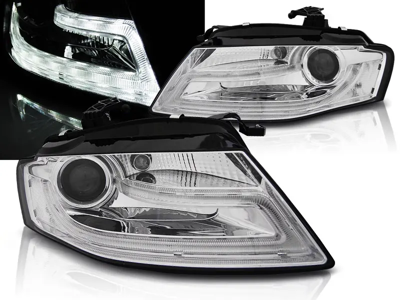 Frontlykter Audi A4 B8 2007 - 2011 │ TRU DRL CHROME