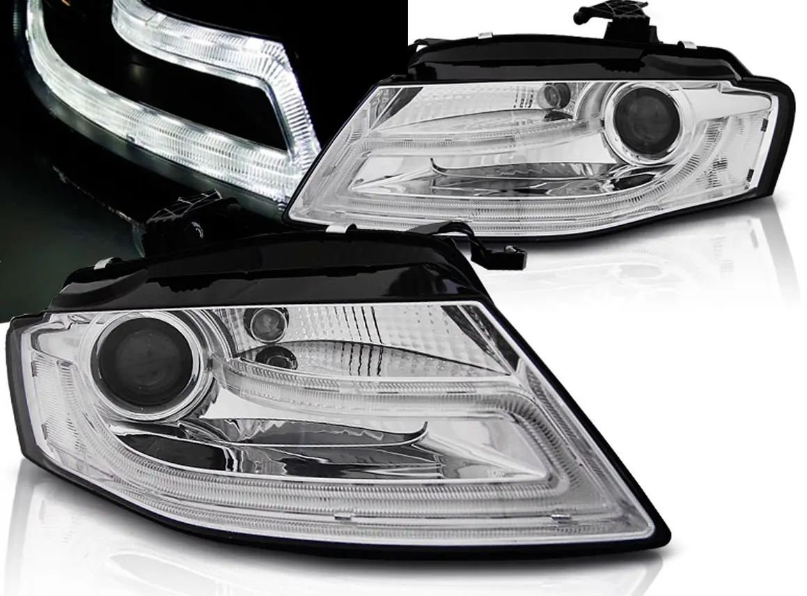 Frontlykter Audi A4 B8 2007 - 2012 TRU DRL CHROME HID XENON