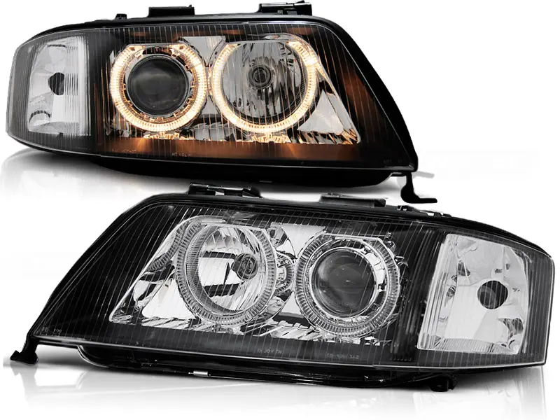 Frontlykter AUDI A6 1997-1999 ANGEL EYES BLACK