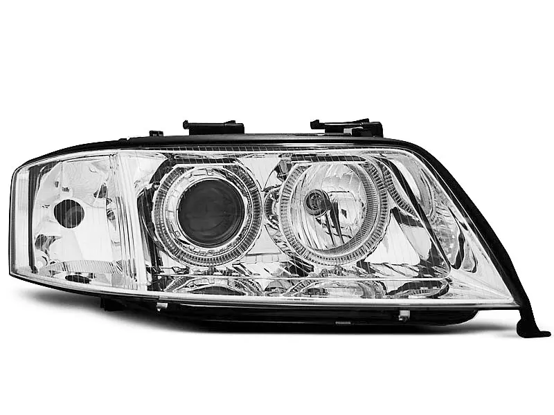 Frontlykter AUDI A6 1997-1999 ANGEL EYES CHROME – bilde 2