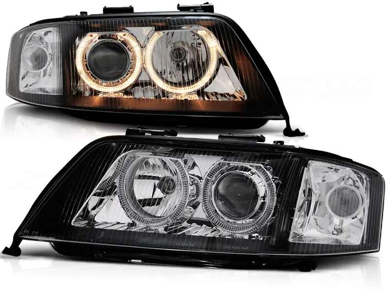 Frontlykter AUDI A6 1997-2001 ANGEL EYES BLACK