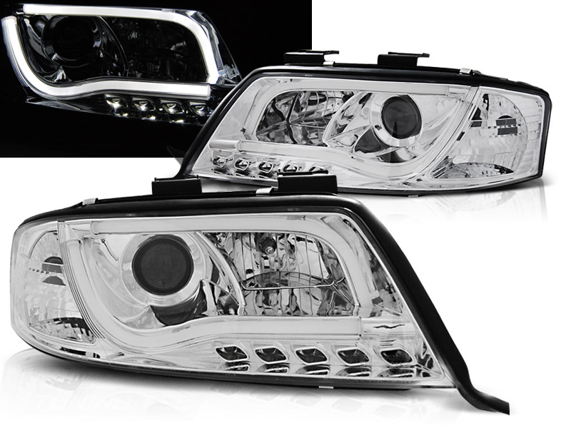 Frontlykter AUDI A6 1997-2001 LED TUBE LIGHTS CHROME