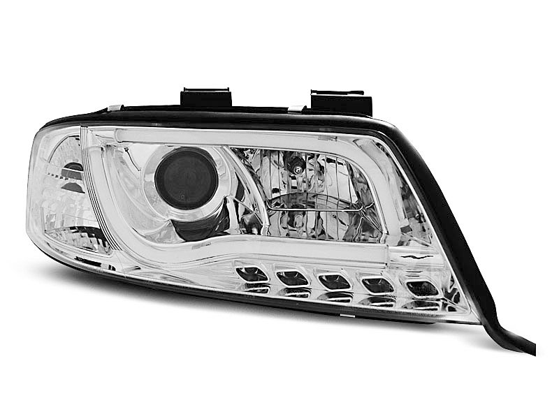Frontlykter AUDI A6 1997-2001 TUBE LIGHTS TRU DRL CHROME – bilde 2
