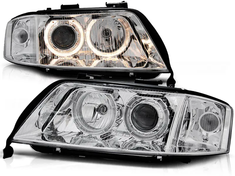 Frontlykter AUDI A6 2001-2004 ANGEL EYES CHROME XENON