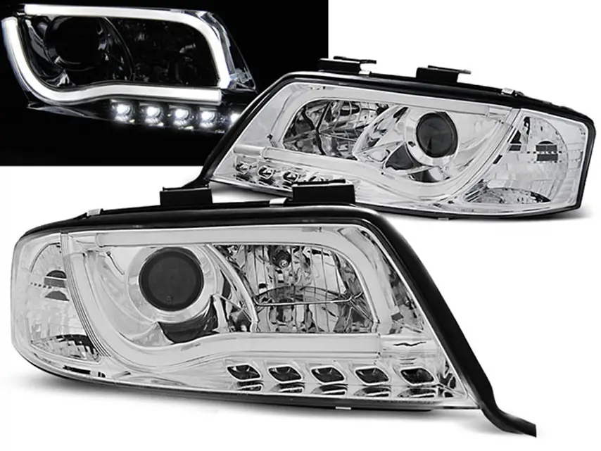 Frontlykter AUDI A6 2001-2004 LED TUBE LIGHTS CHROME