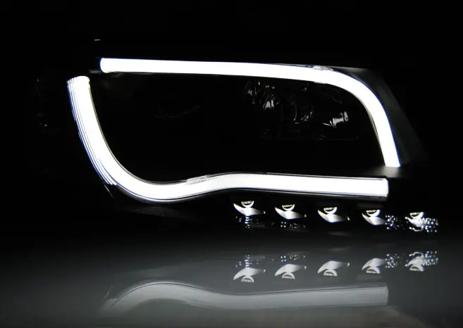 Frontlykter AUDI A6 2001-2004 TUBE LIGHTS TRU DRL BLACK – bilde 3