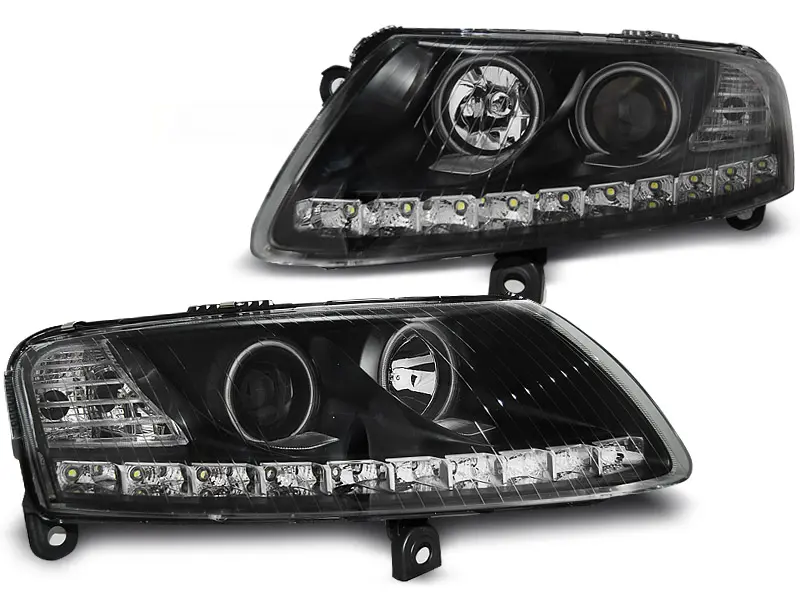 Frontlykter AUDI A6 (C6) 2004-2008 ANGEL EYES LED BLACK Image 3