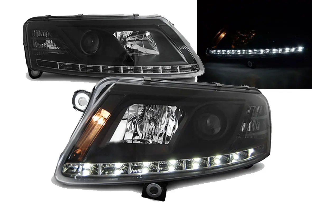 Frontlykter AUDI A6 (C6) 2004-2008 DRU DRL BLACK