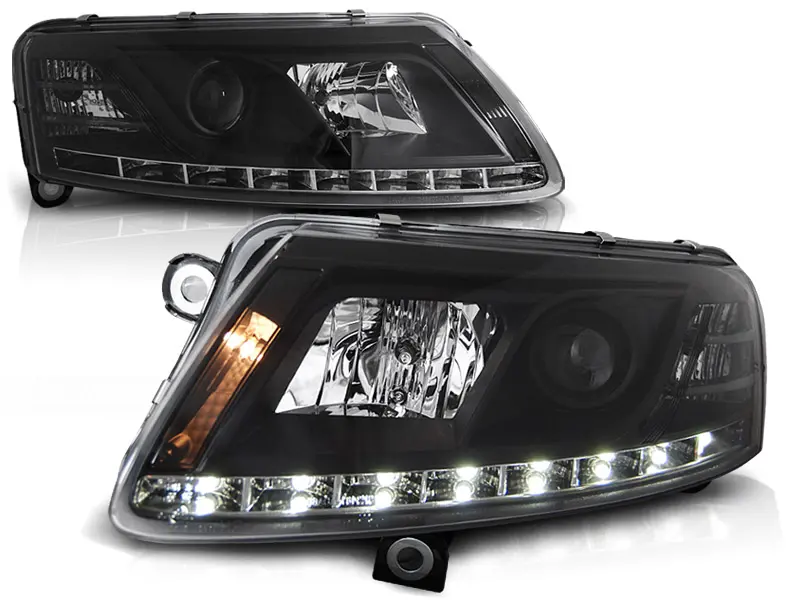 Frontlykter AUDI A6 (C6) 2004-2008 DRU DRL BLACK – bilde 2