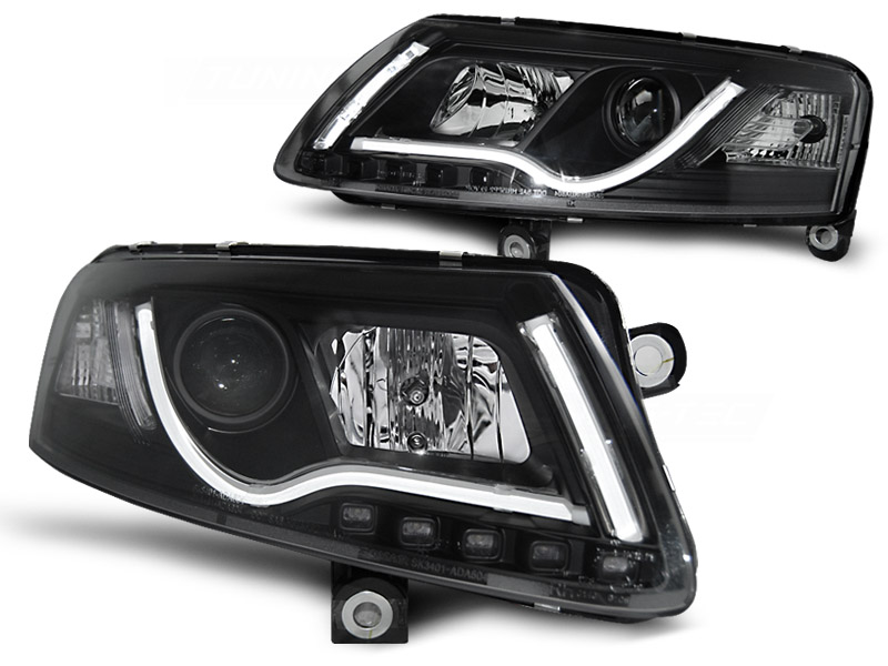 Frontlykter AUDI A6 (C6) 2004-2008 LED TUBE LIGHT TRUE DRL BLACK – bilde 2
