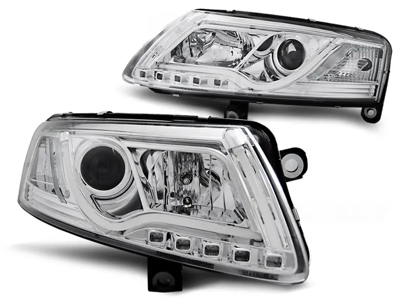 Frontlykter AUDI A6 (C6) 2004-2008 LED TUBE LIGHT TRUE DRL CHROME – bilde 2