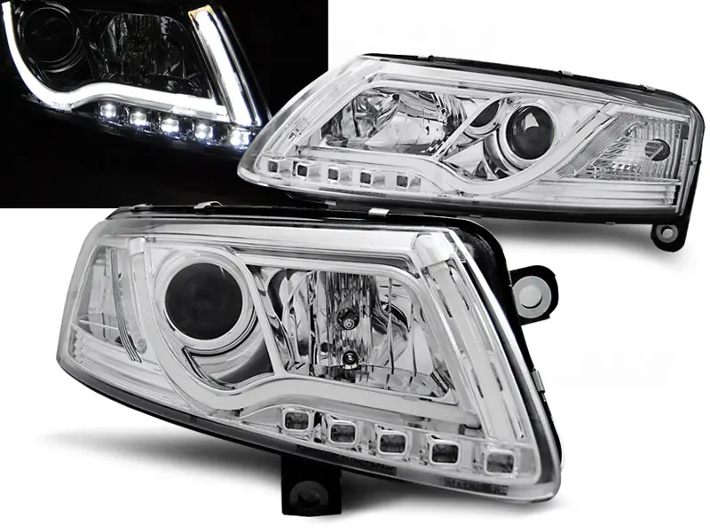 Frontlykter AUDI A6 (C6) 2004-2008 LED TUBE LIGHTS CHROME