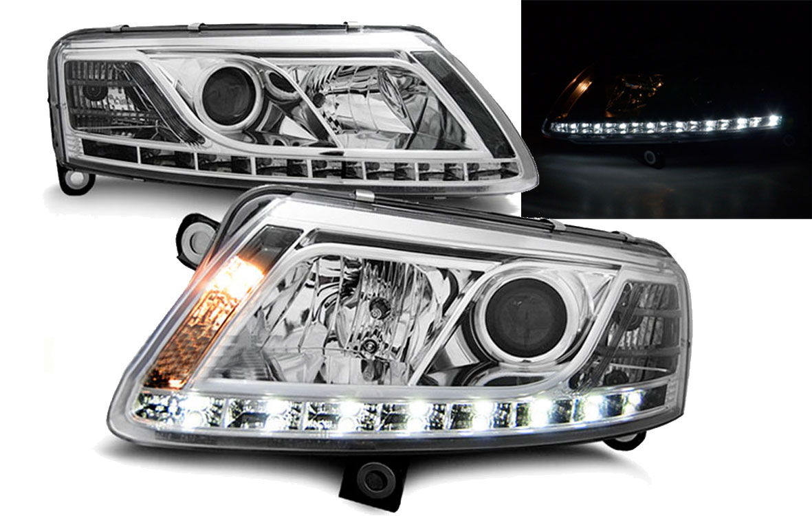 Frontlykter AUDI A6 (C6) 2004-2008 TRU DRL CHROME – bilde 2