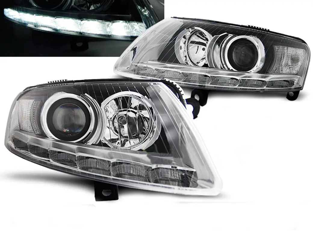 Frontlykter AUDI A6 (C6) 2004-2008 XENON TRUE DRL CHROME – bilde 2