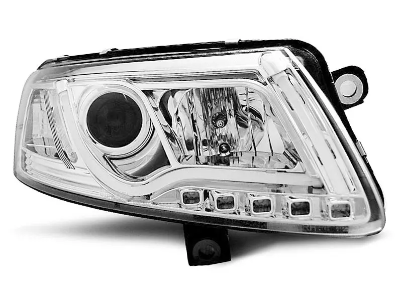 Frontlykter AUDI A6 (C6) 2004-2008 XENON TUBE LIGHTS TRU DRL CHROME – bilde 2