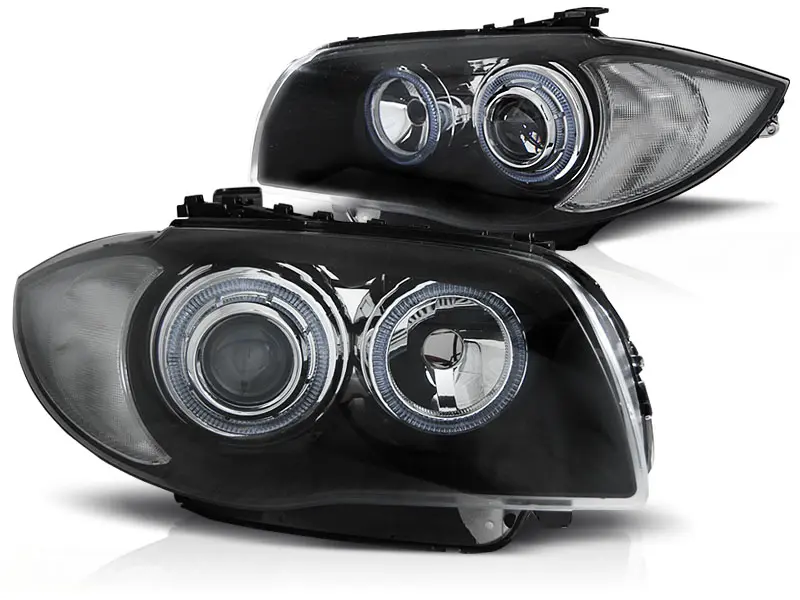 Frontlykter BMW 1 (E87/E81/E82/E88) 2004-2011 ANGEL EYES BLACK – bilde 3