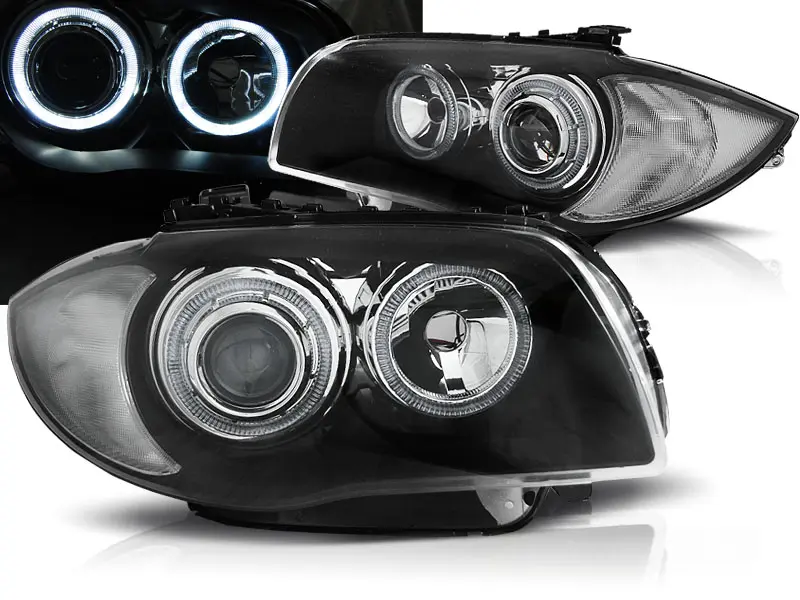 Frontlykter BMW 1 (E87/E81/E82/E88) 2004 - 2011 │ Angel Eyes Black - sett 2 stk.
