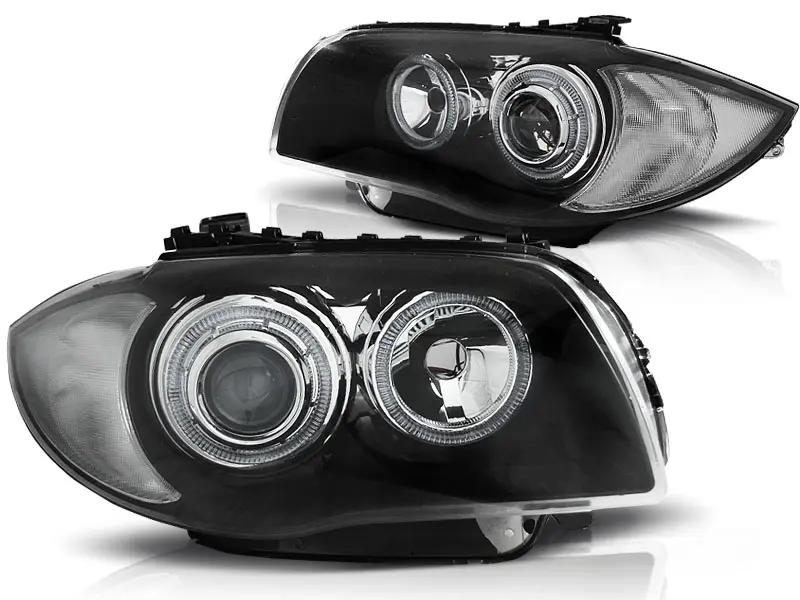 Frontlykter BMW 1 (E87/E81/E82/E88) 2004 - 2011 │ Angel Eyes Black - sett 2 stk. – bilde 2