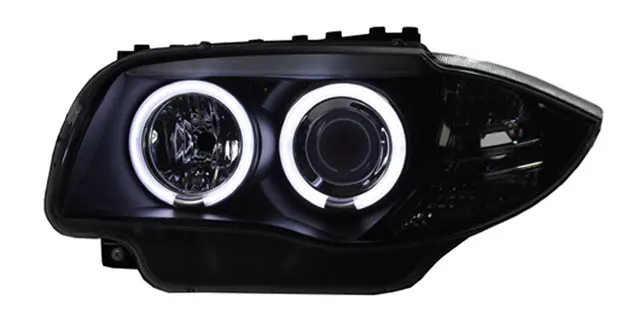 Frontlykter BMW 1 (E87/E81/E82/E88) 2004-2011 ANGEL EYES CCFL BLACK – bilde 4
