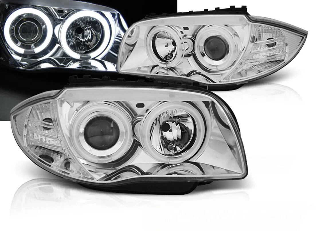 Frontlykter BMW 1 (E87/E81/E82/E88) 2004-2011 ANGEL EYES CCFL CHROME