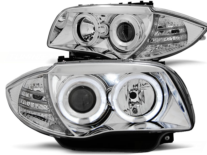 Frontlykter BMW 1 (E87/E81/E82/E88) 2004-2011 ANGEL EYES CHROME – bilde 3