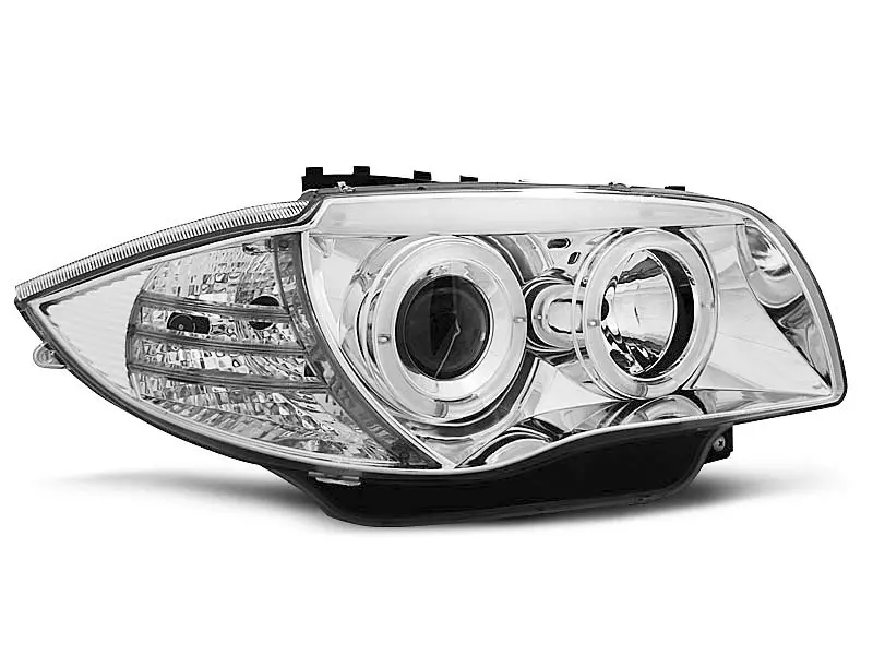 Frontlykter BMW 1 (E87/E81/E82/E88) 2004-2011 ANGEL EYES CHROME – bilde 4