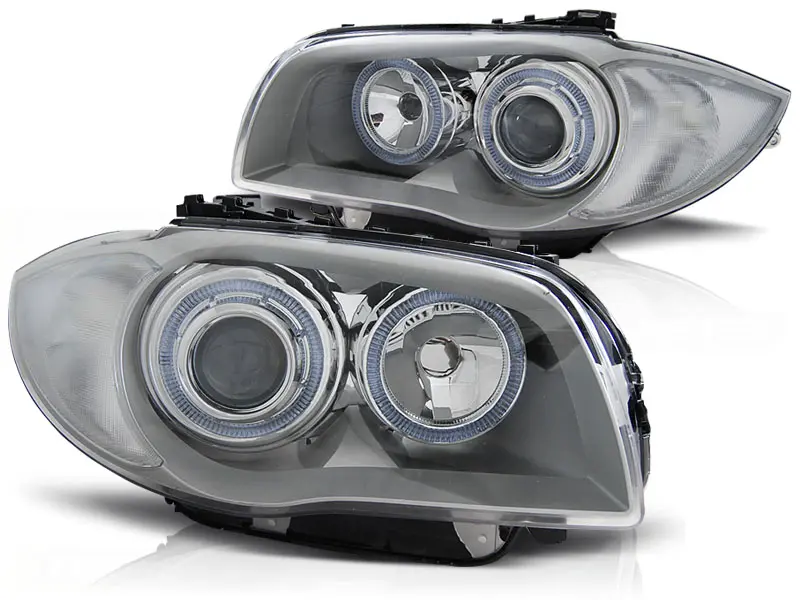 Frontlykter BMW 1 (E87/E81/E82/E88) 2004-2011 ANGEL EYES CHROME – bilde 4