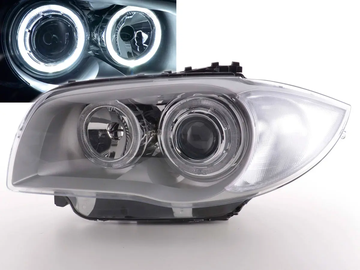 Frontlykter BMW 1 (E87/E81/E82/E88) 2004-2011 ANGEL EYES CHROME