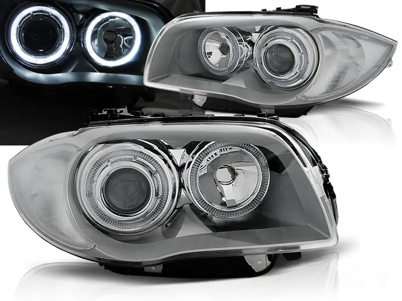 Frontlykter BMW 1 (E87/E81/E82/E88) 2004-2011 ANGEL EYES CHROME – bilde 2