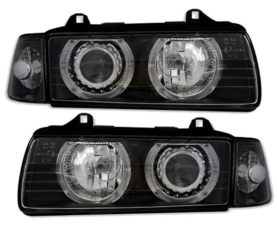 Frontlykter BMW 3 (E36) 1990-1999 ANGEL EYES BLACK