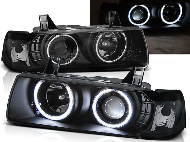 Frontlykter BMW 3 (E36) 1990-1999 ANGEL EYES CCFL BLACK