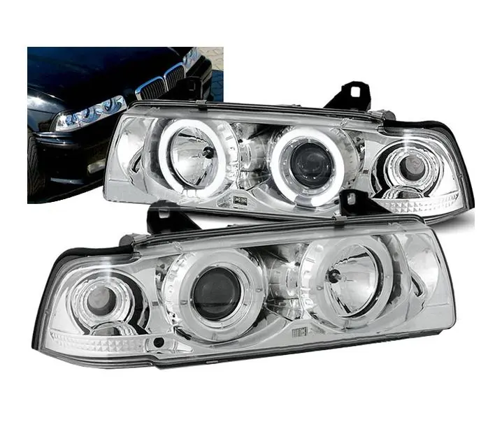 Frontlykter BMW 3 (E36) 1990-1999 ANGEL EYES CHROME