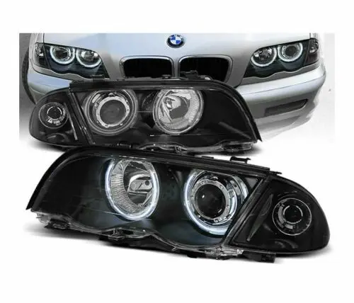 Frontlykter BMW 3 (E46) 1998 - 2001 │ ANGEL EYES CCFL BLACK