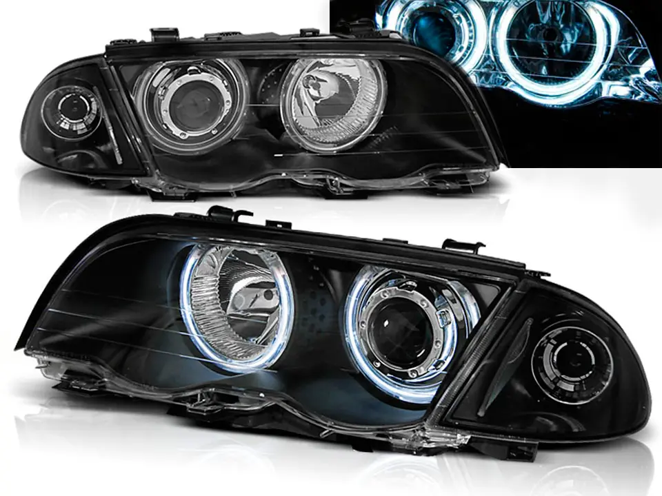 Frontlykter BMW 3 (E46) 1998 - 2001 │ ANGEL EYES CCFL BLACK – bilde 2