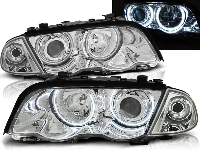 Frontlykter BMW 3 (E46) 1998-2001 ANGEL EYES CCFL CHROME