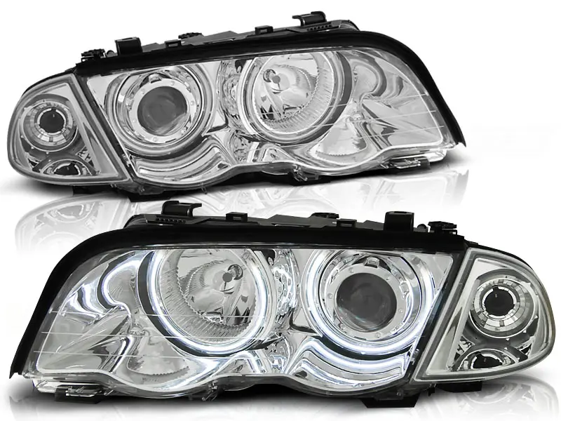 Frontlykter BMW 3 (E46) 1998-2001 ANGEL EYES CCFL CHROME – bilde 2