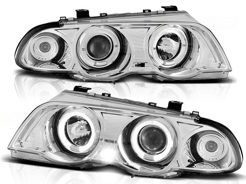 Frontlykter BMW 3 (E46) 1998-2001 ANGEL EYES CHROME
