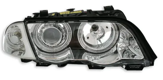 Frontlykter BMW 3 (E46) 1998-2001 ANGEL EYES CHROME – bilde 2