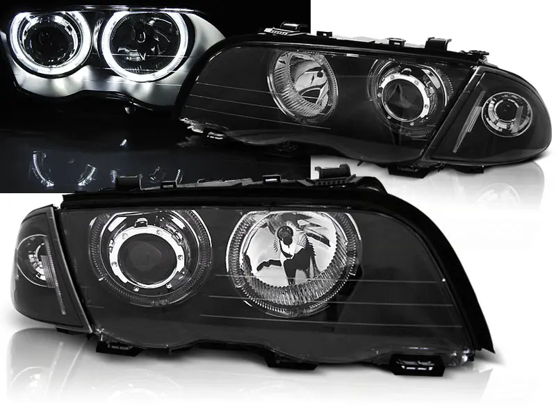 Frontlykter BMW 3 (E46) 1998-2001 ANGEL EYES LED BLACK Image 1