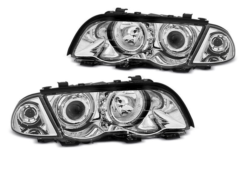 Frontlykter BMW 3 (E46) 1998-2001 ANGEL EYES LED CHROME Image 4