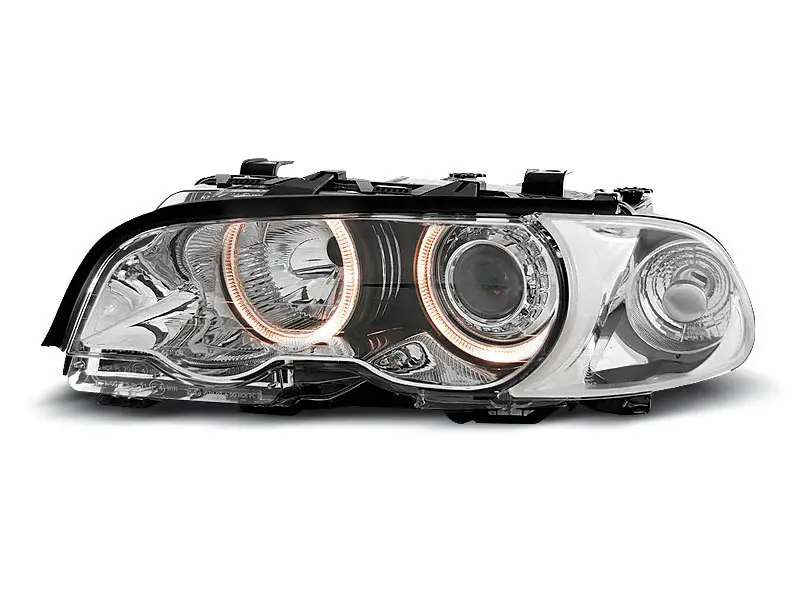 Frontlykter BMW 3 (E46) 1999-2001 ANGEL EYES CHROME – bilde 2